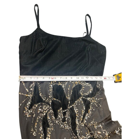 VTG Y2K Adrianna Papell Black Beaded Dress Velvet Burnout Mesh Formal Dress 12 - Picture 13 of 16